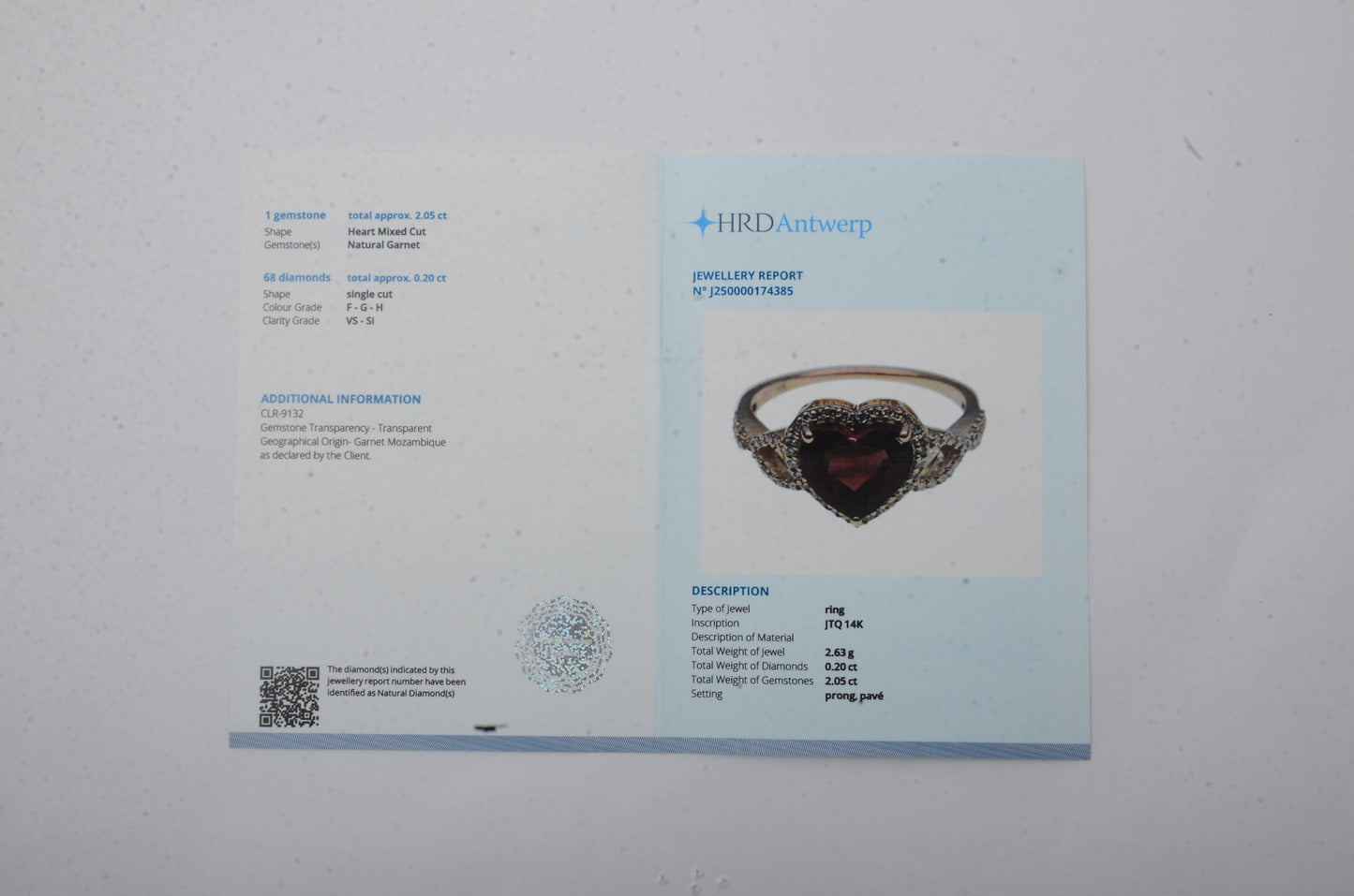 2.25 Ct Heart Mixed Cut Natural Garnet 14K Gold Ring