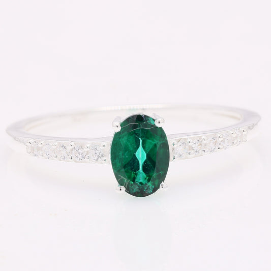 1.29 Ct Oval Green Topaz 925 Silver Ring