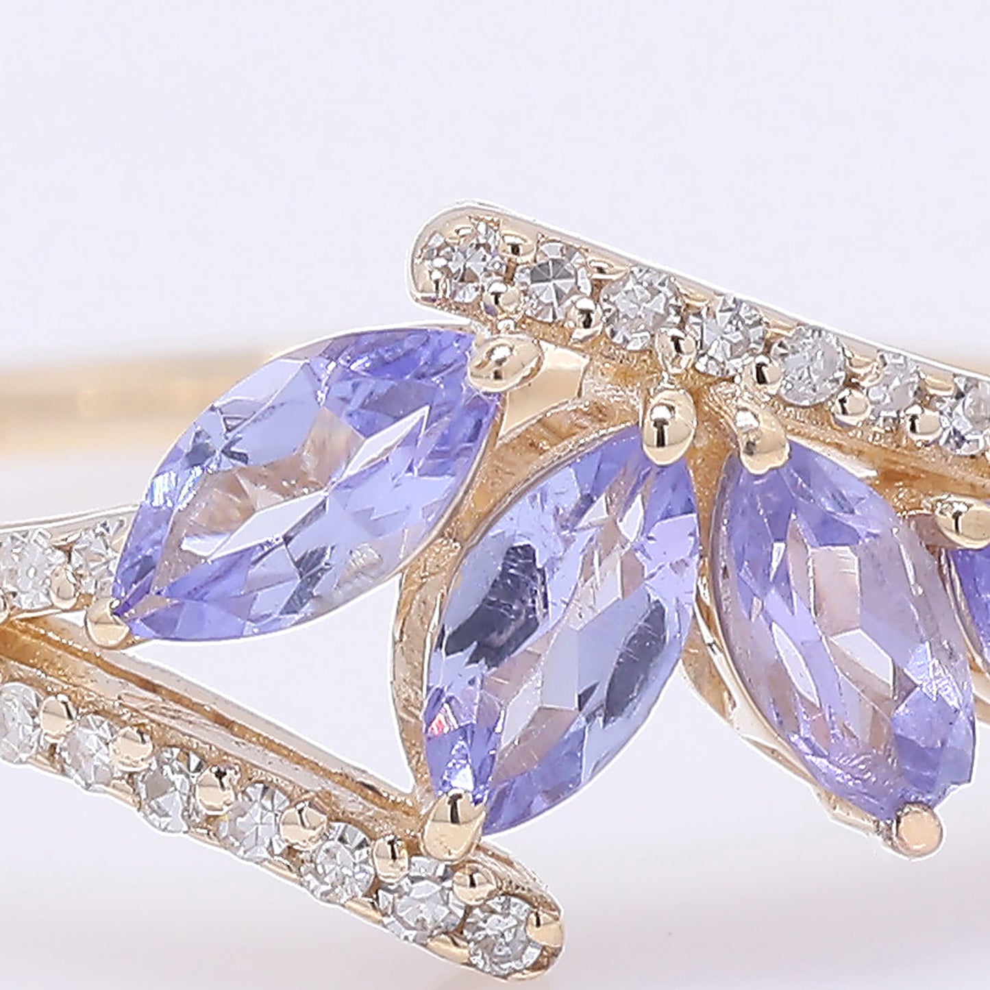0.71 Ct Marquise Mixed Cut Natural Tanzanite 14K Gold Ring