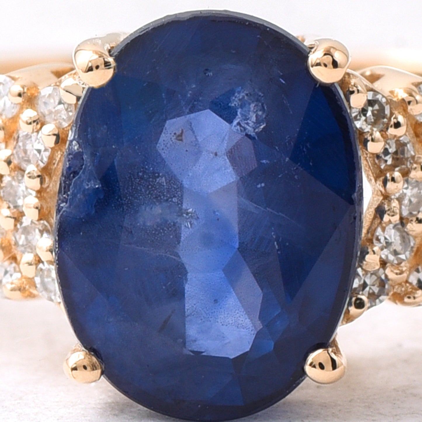 2.16 Ct Oval Mixed Cut Natural Sapphire 14K Gold Ring