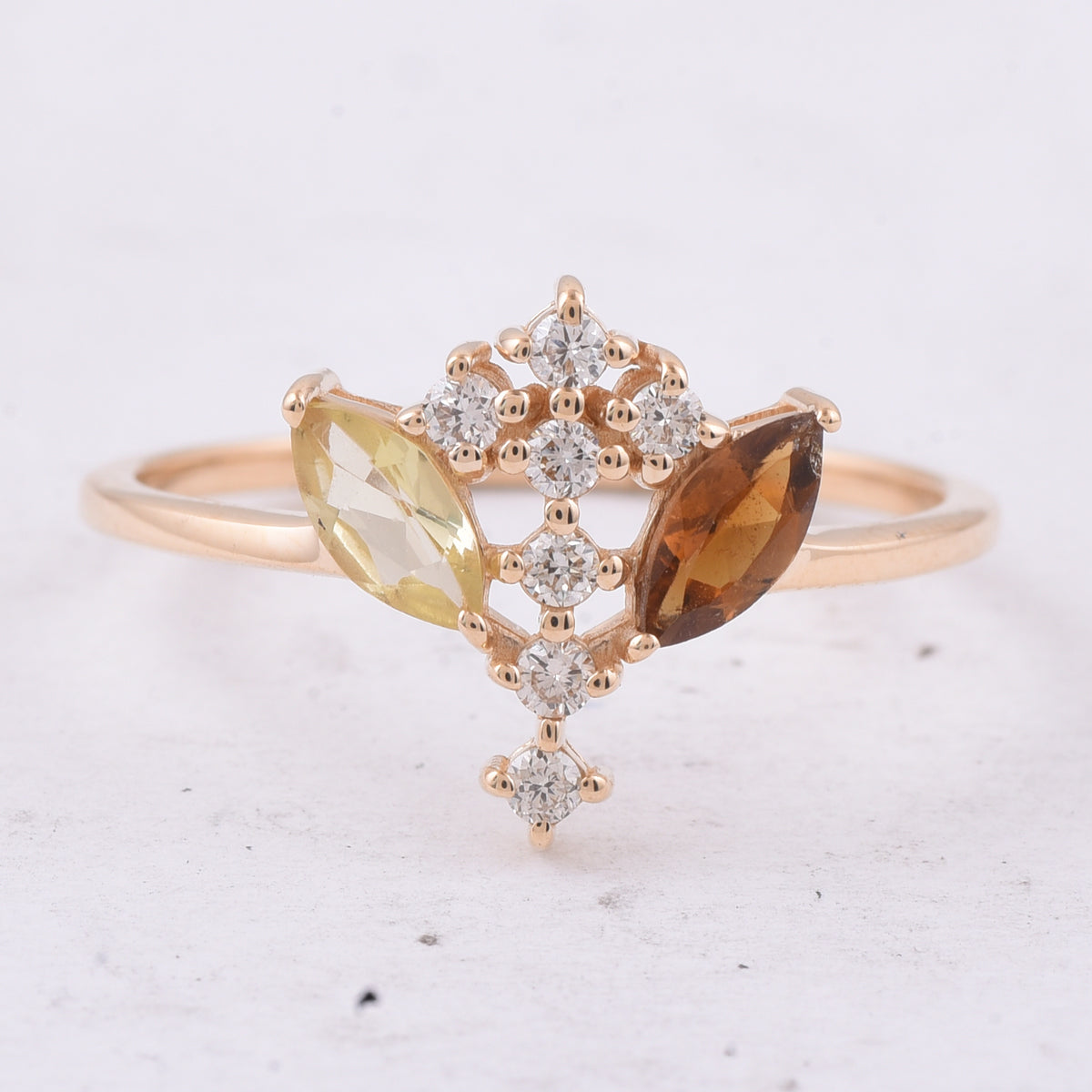 0.51 Ct Marquise Natural Multi Coloured Tourmaline 14K Gold Ring
