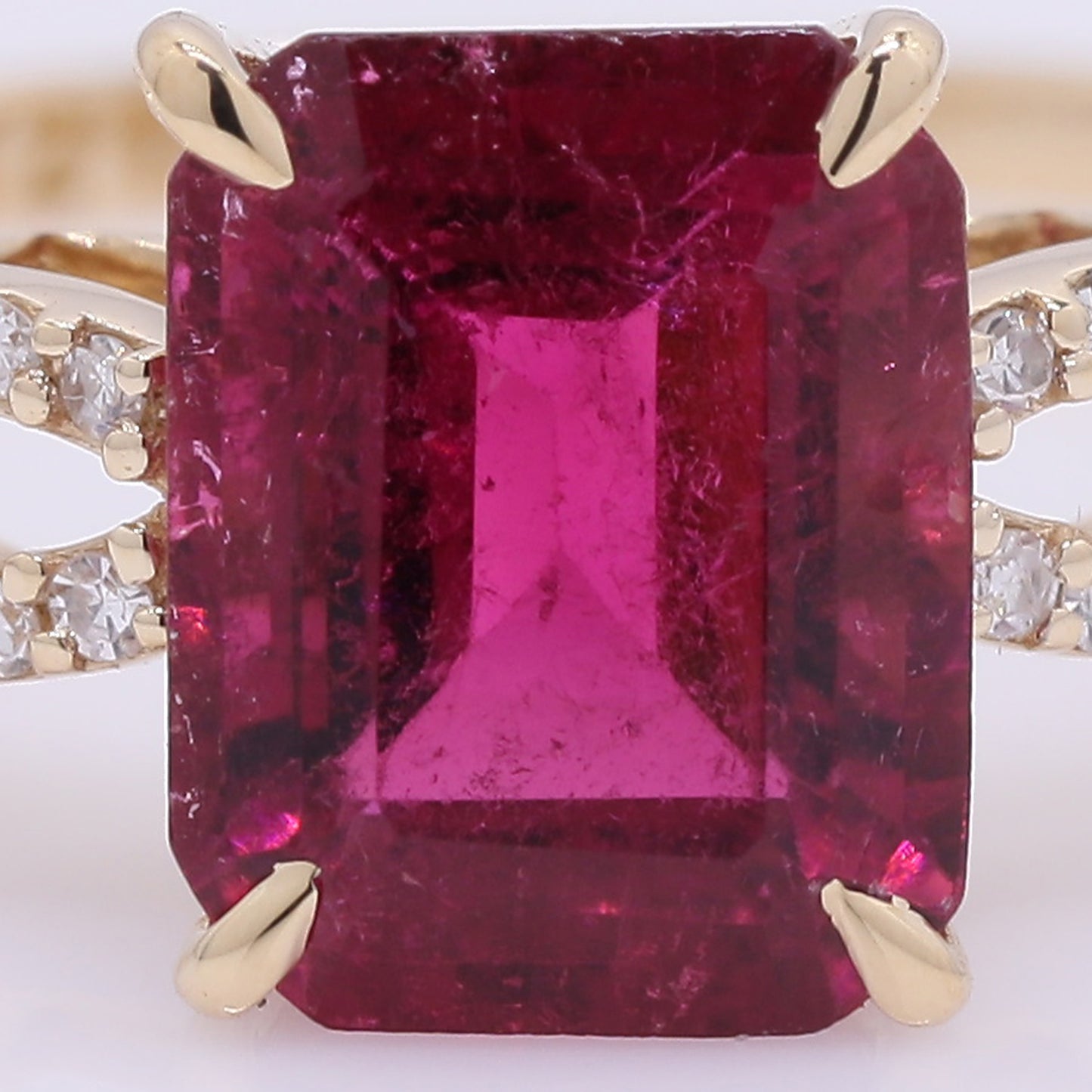 2.24 Ct Octagon Step Cut Natural Rubellite 14K Gold Ring