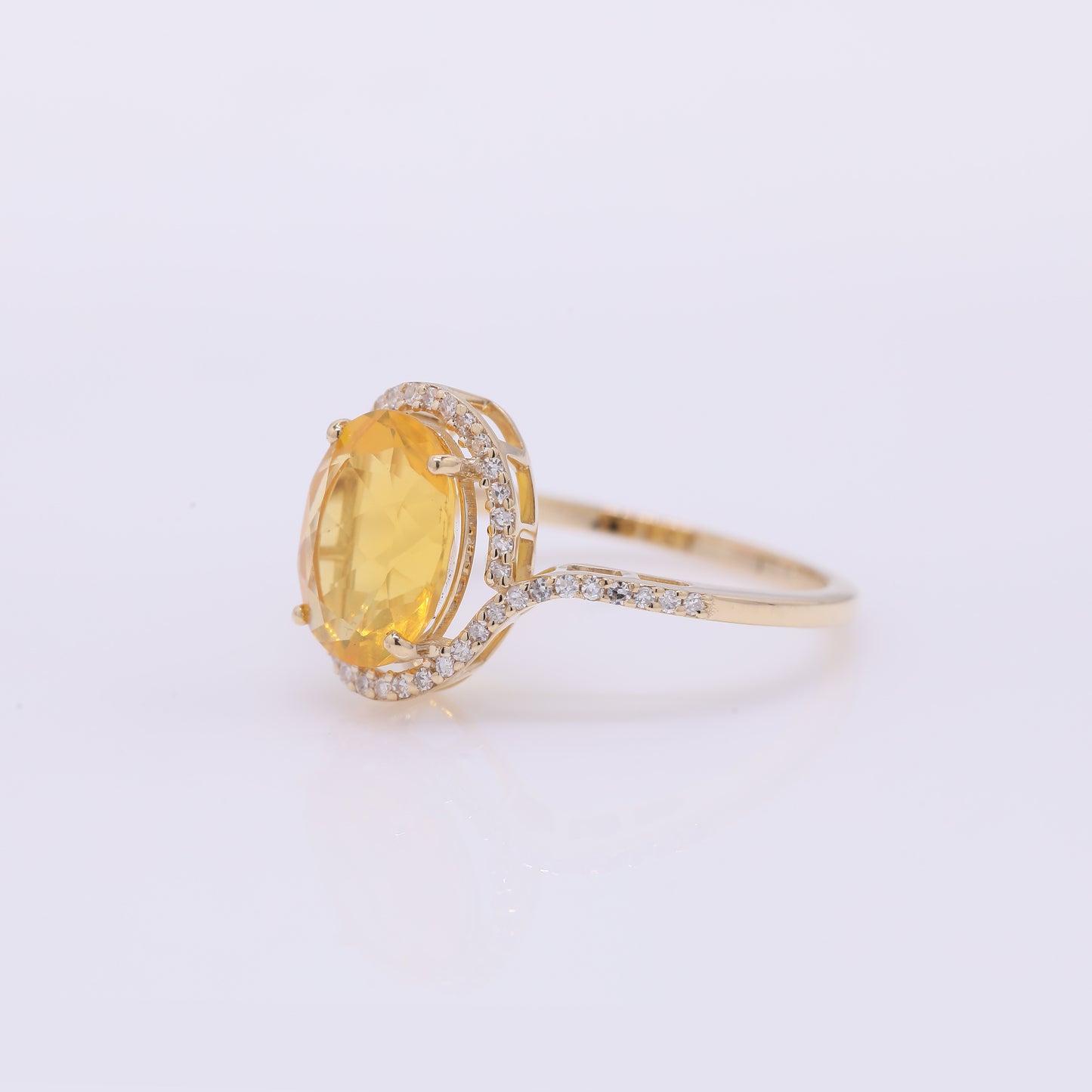 1.94 Ct Oval Mixed Cut Natural Fire Opal 14K Gold Ring