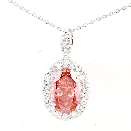 3.22 Carats Pink Lab Grown Diamond 14K Gold Pendant