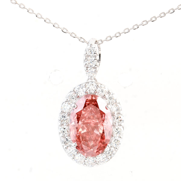 3.22 Carats Pink Lab Grown Diamond 14K Gold Pendant