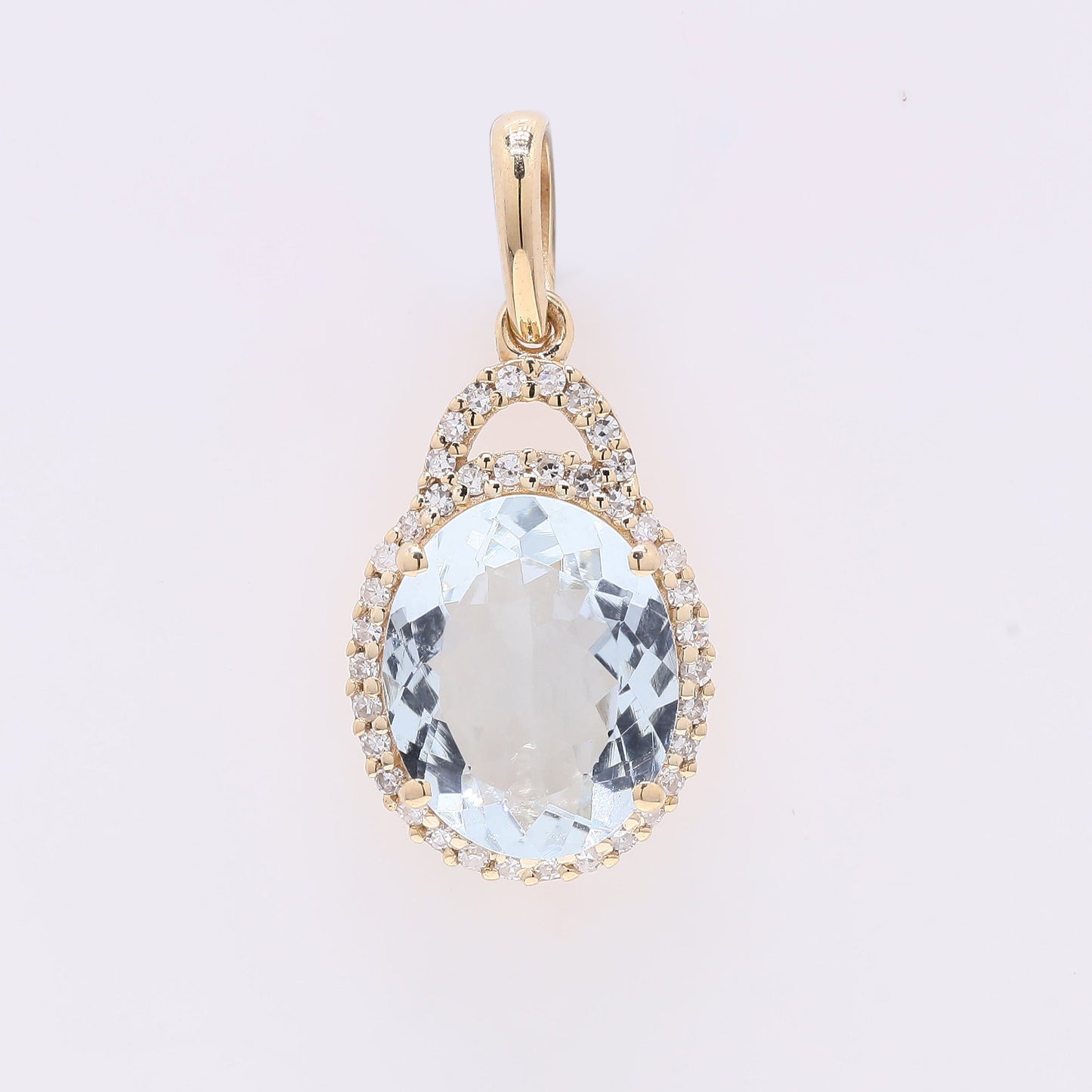 1.91 Ct Oval Mixed Cut Natural Aquamarine 14K Gold Pendant