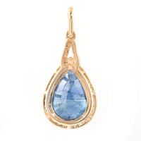4.61 Ct Pear Mixed Cut Natural Sapphire 14K Gold Pendant