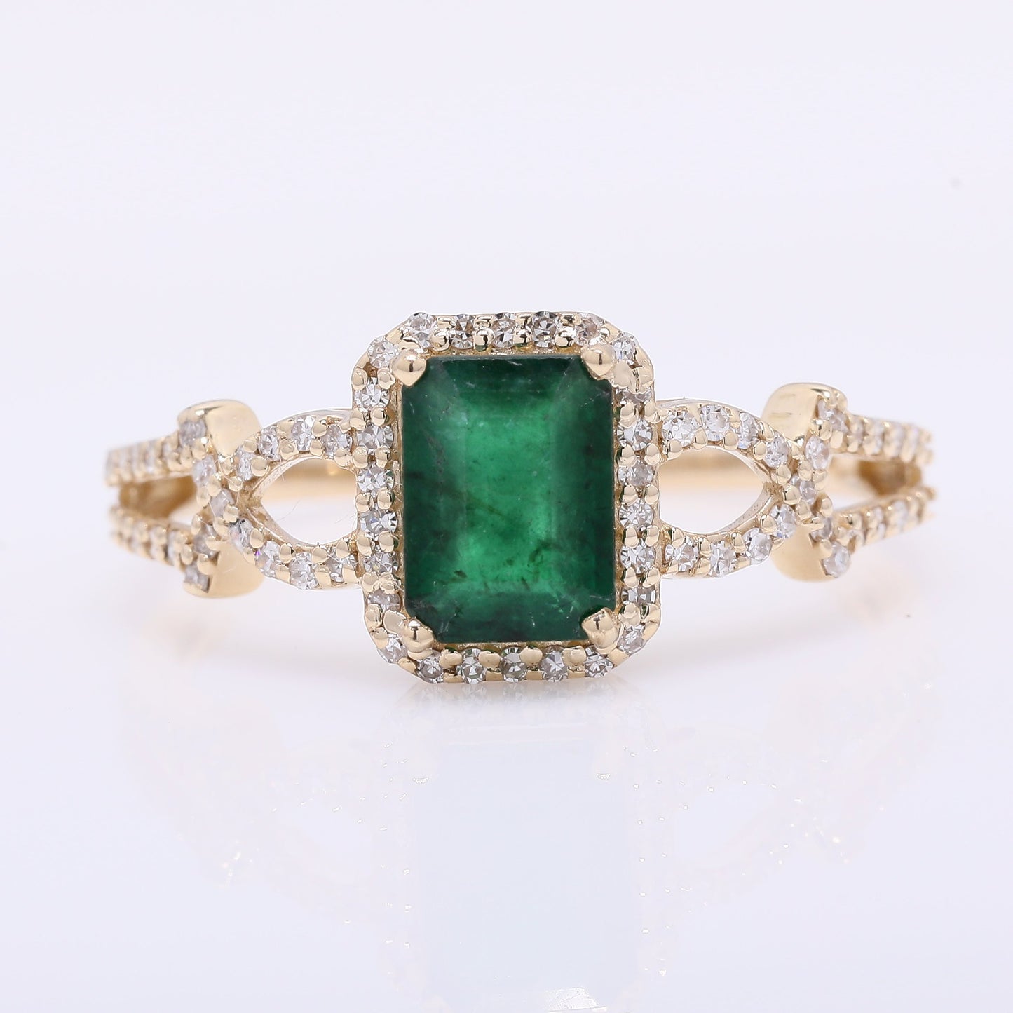 1.22 Ct Octagon Step Cut Natural Emerald 14K Gold Ring
