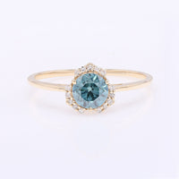 0.74 Ct Round Blue Diamond 14K Gold Ring