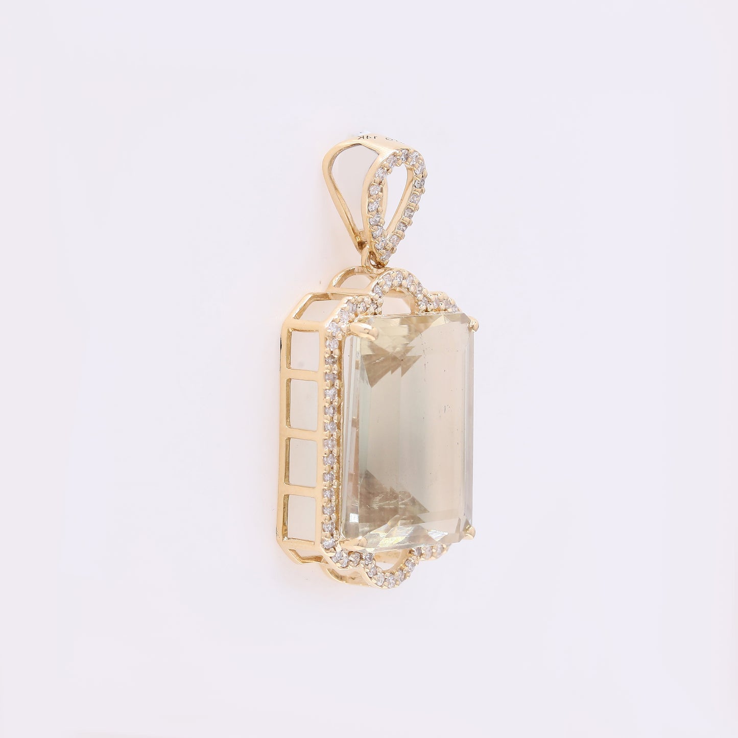 8.01 Ct Octagon Step Cut Natural Sunstone 14K Gold Pendant