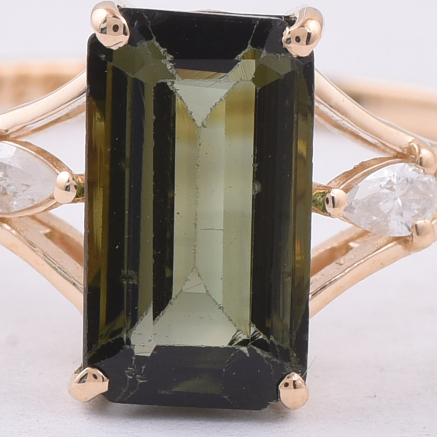 1.75 Ct Octagon Step Cut Natural Tourmaline 14K Gold Ring