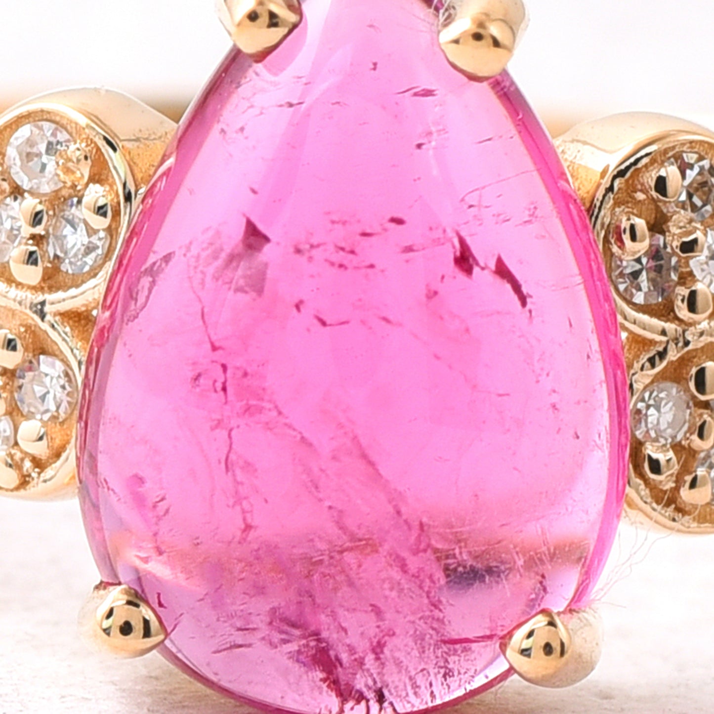 1.89 Ct Pear Cabochon Natural Tourmaline 14K Gold Ring