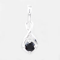 0.13 Ct Round Black Spinal, 925 Sterling Silver Pendant