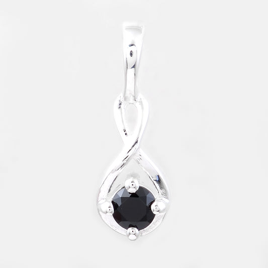 0.13 Ct Round Black Spinal, 925 Sterling Silver Pendant