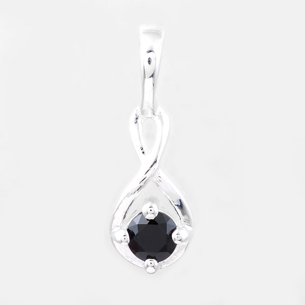 0.13 Ct Round Black Spinal, 925 Sterling Silver Pendant