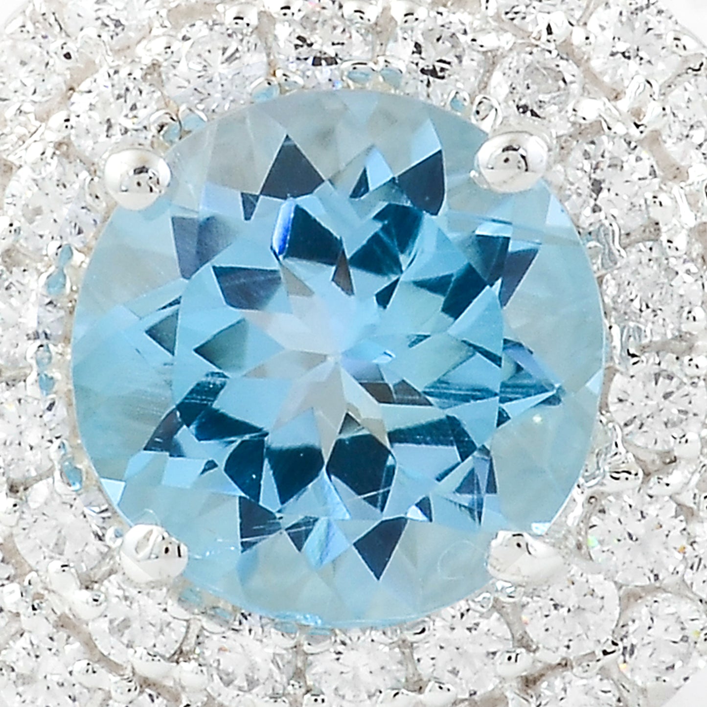 4.27 Ct Round Blue Topaz, Cubic Zirconia, 925 Sterling Silver Ring