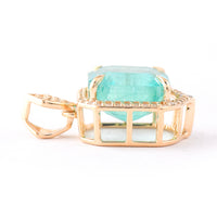 4.21 Ct Octagon Step Cut Natural Emerald 14K Gold Pendant