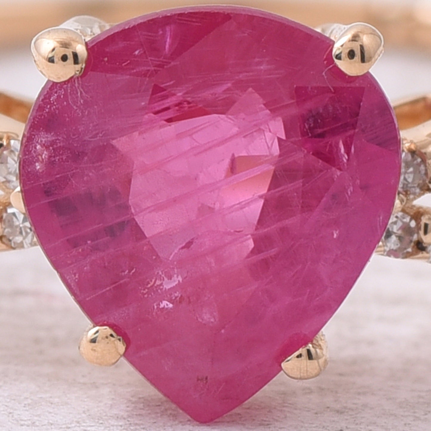 1.68 Ct Pear Natural Ruby 14K Gold Ring
