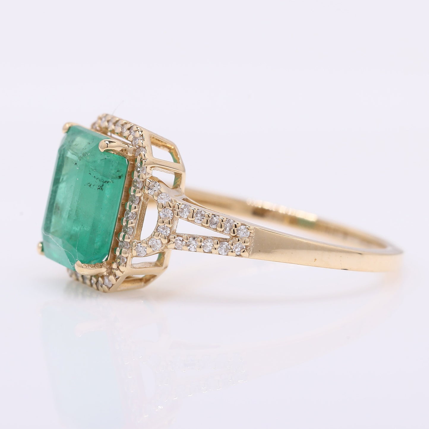 2.55 Ct Octagon Step Cut Natural Emerald 14K Gold Ring