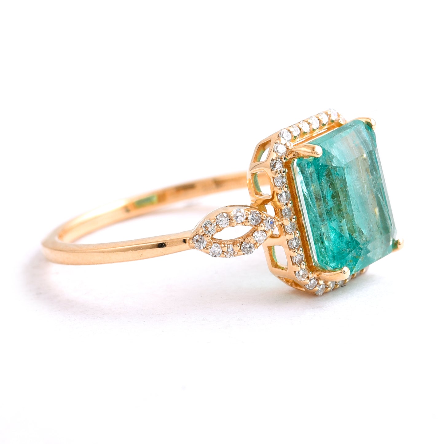 2.67 Ct Octagon Step Cut Natural Emerald 14K Gold Ring