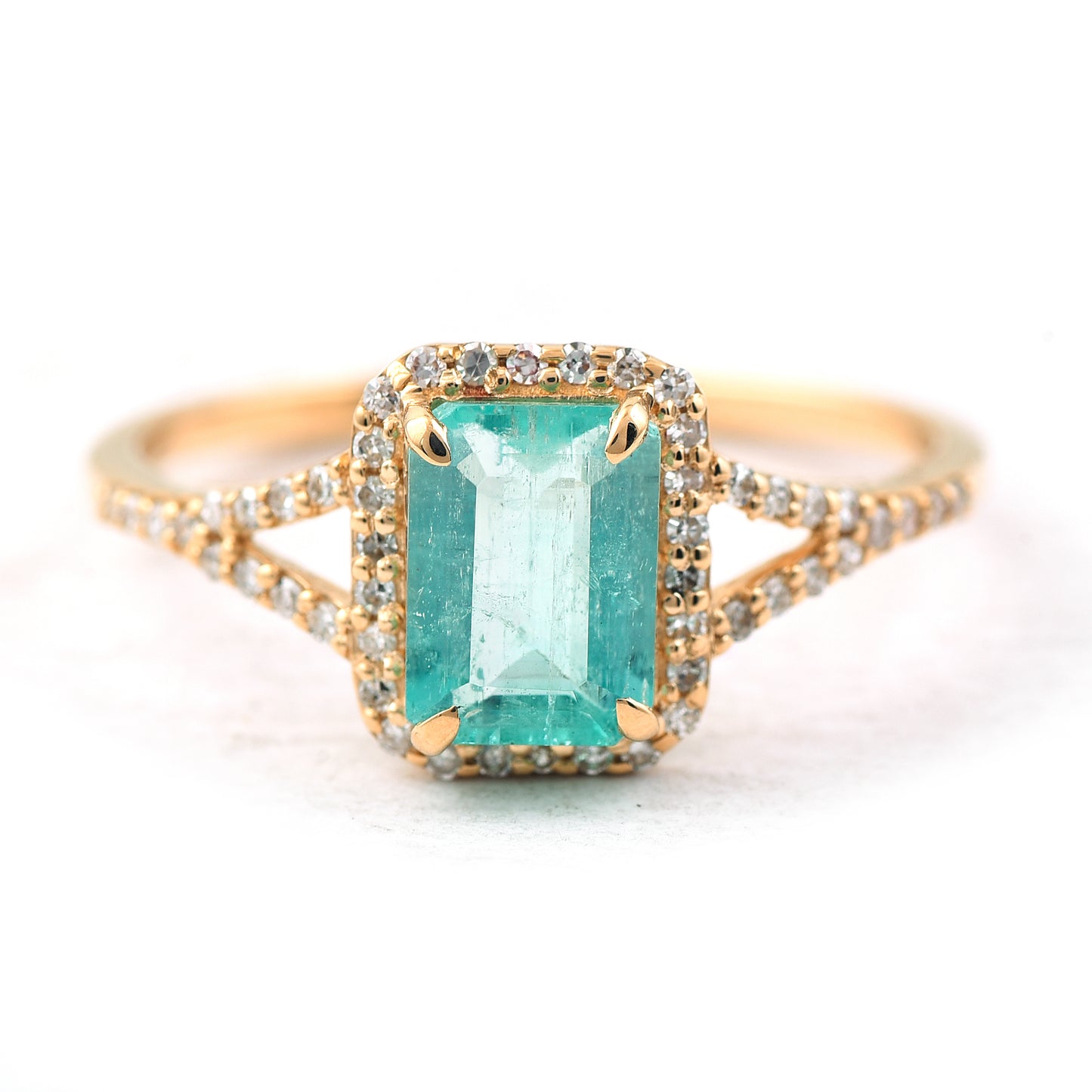 1.03 Ct Octagon Step Cut Natural Emerald 14K Gold Ring