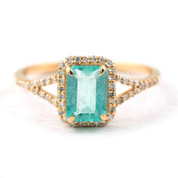 1.03 Ct Octagon Step Cut Natural Emerald 14K Gold Ring