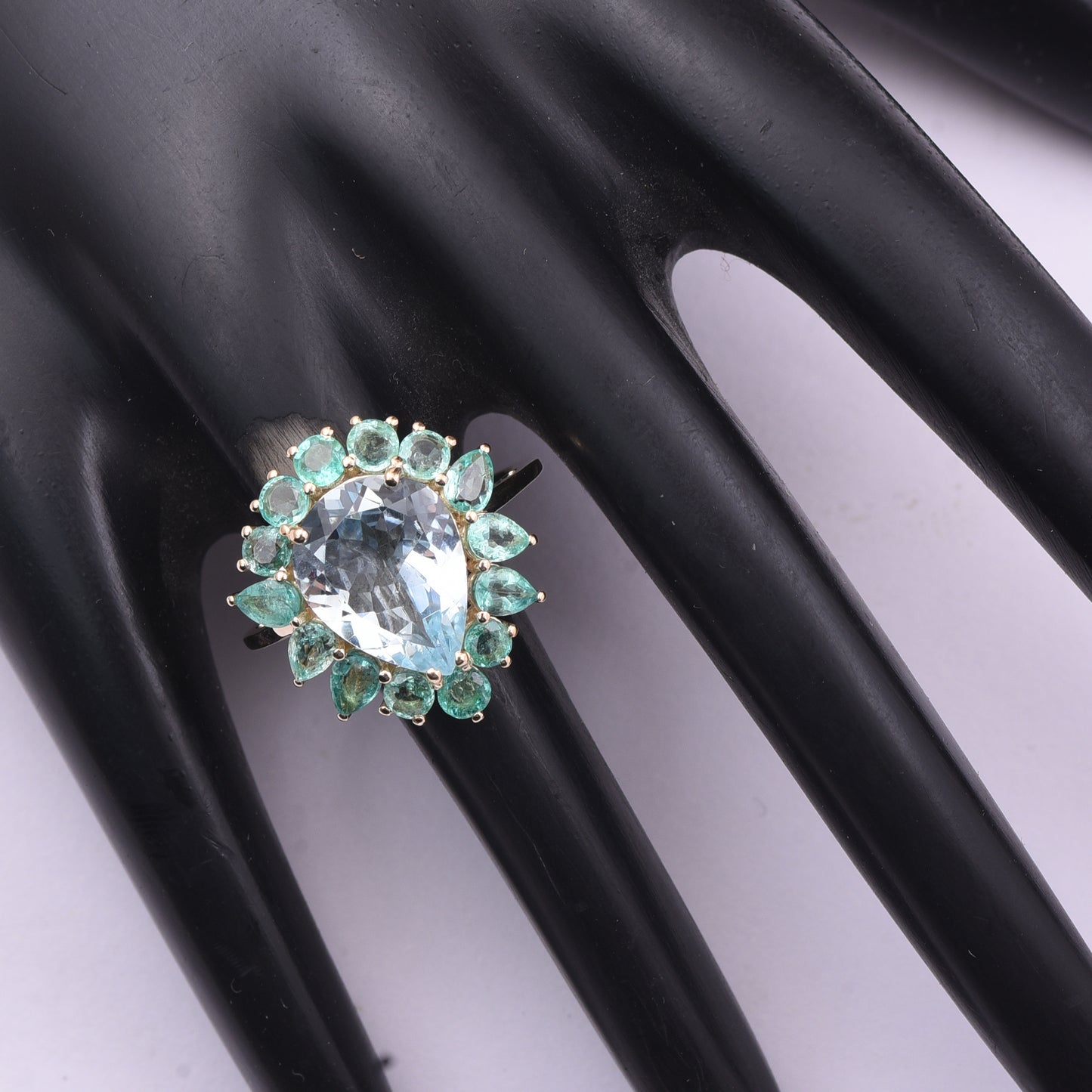 4.54 Ct Pear Aquamarine 9K Gold Ring