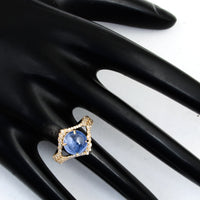 3.90 Ct Round Cabochon Natural Corundum Sapphire 14K Gold Ring