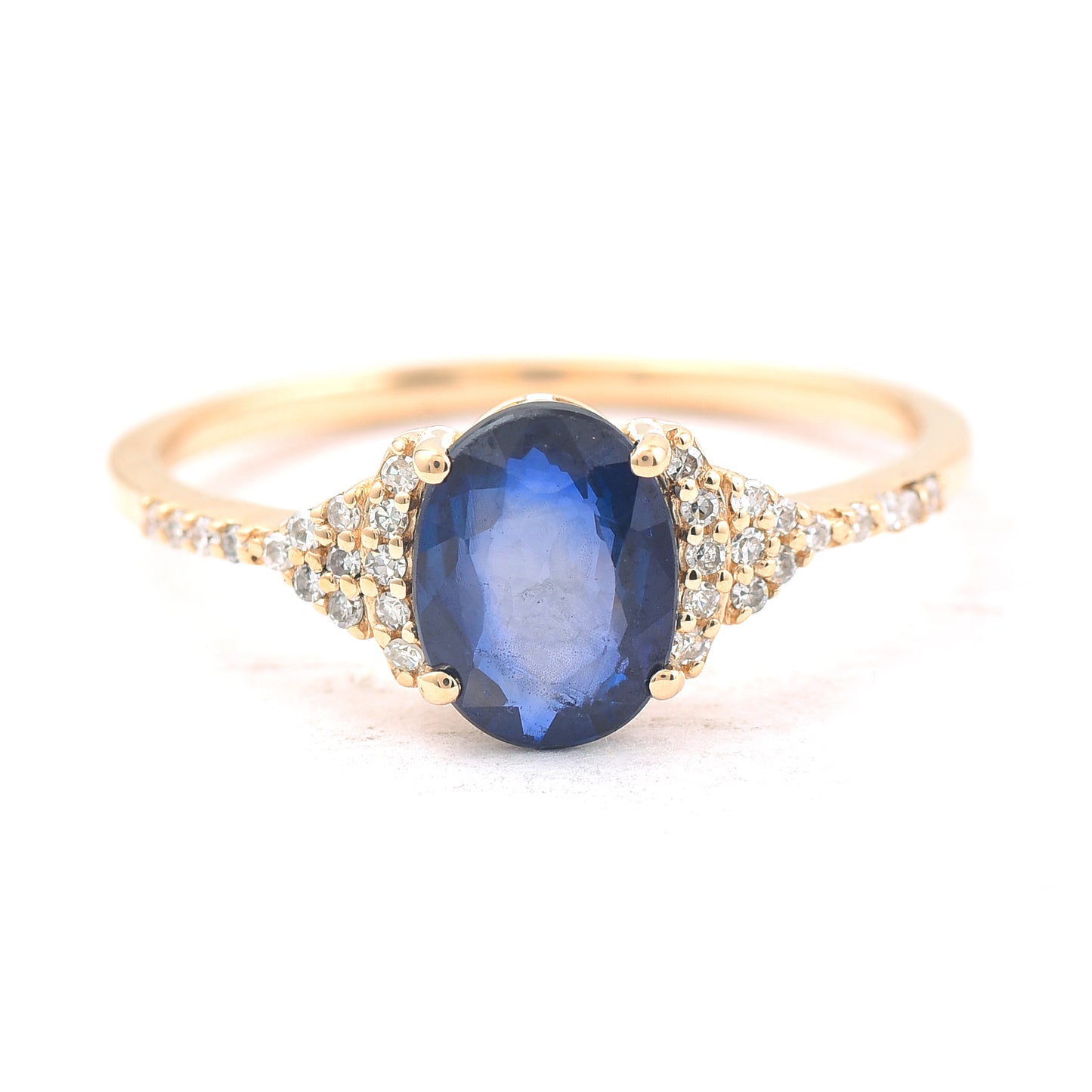 1.37 Ct Oval Mixed Cut Natural Sapphire 14K Gold Ring