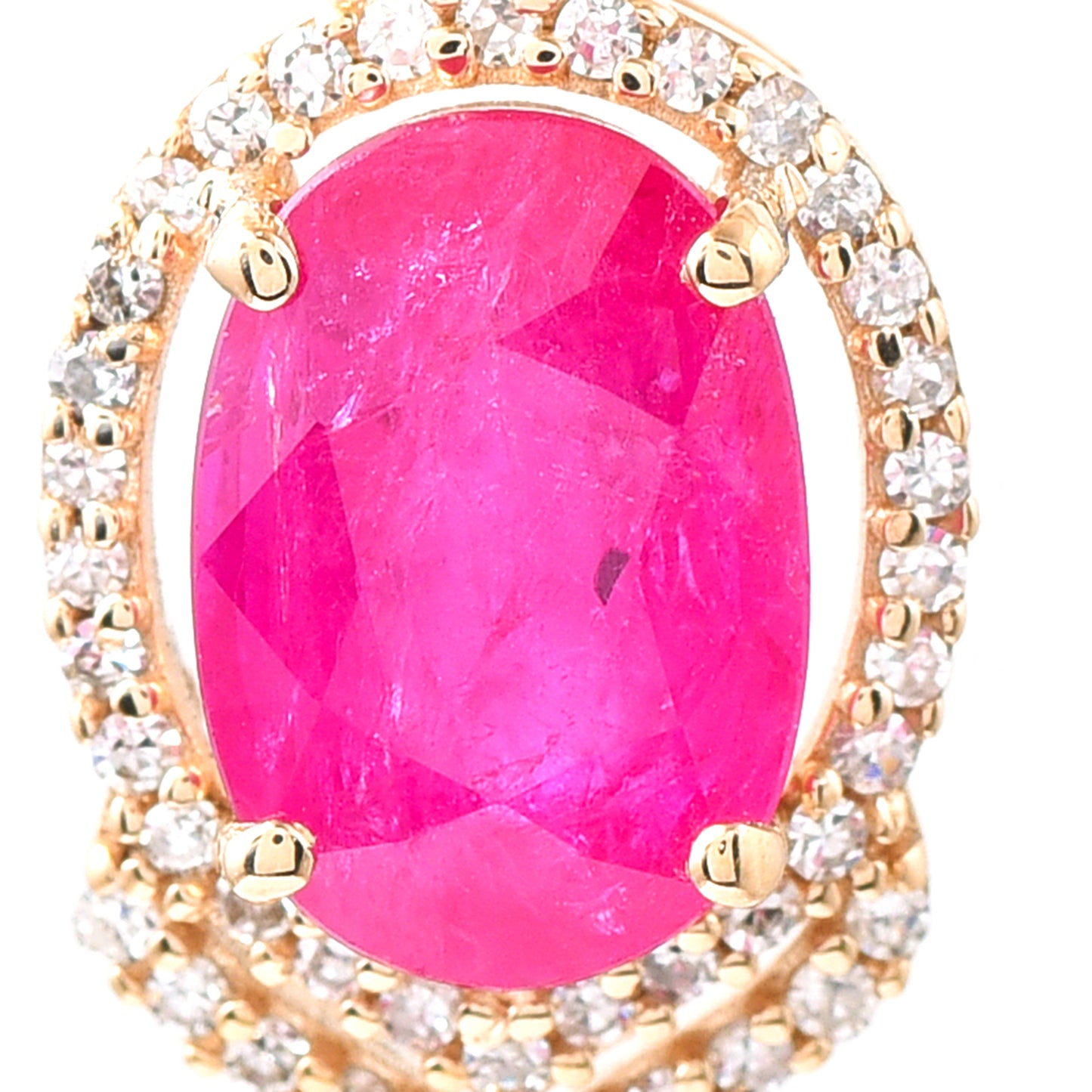 1.10 Ct Oval Mixed Cut Natural Ruby 14K Gold Pendant