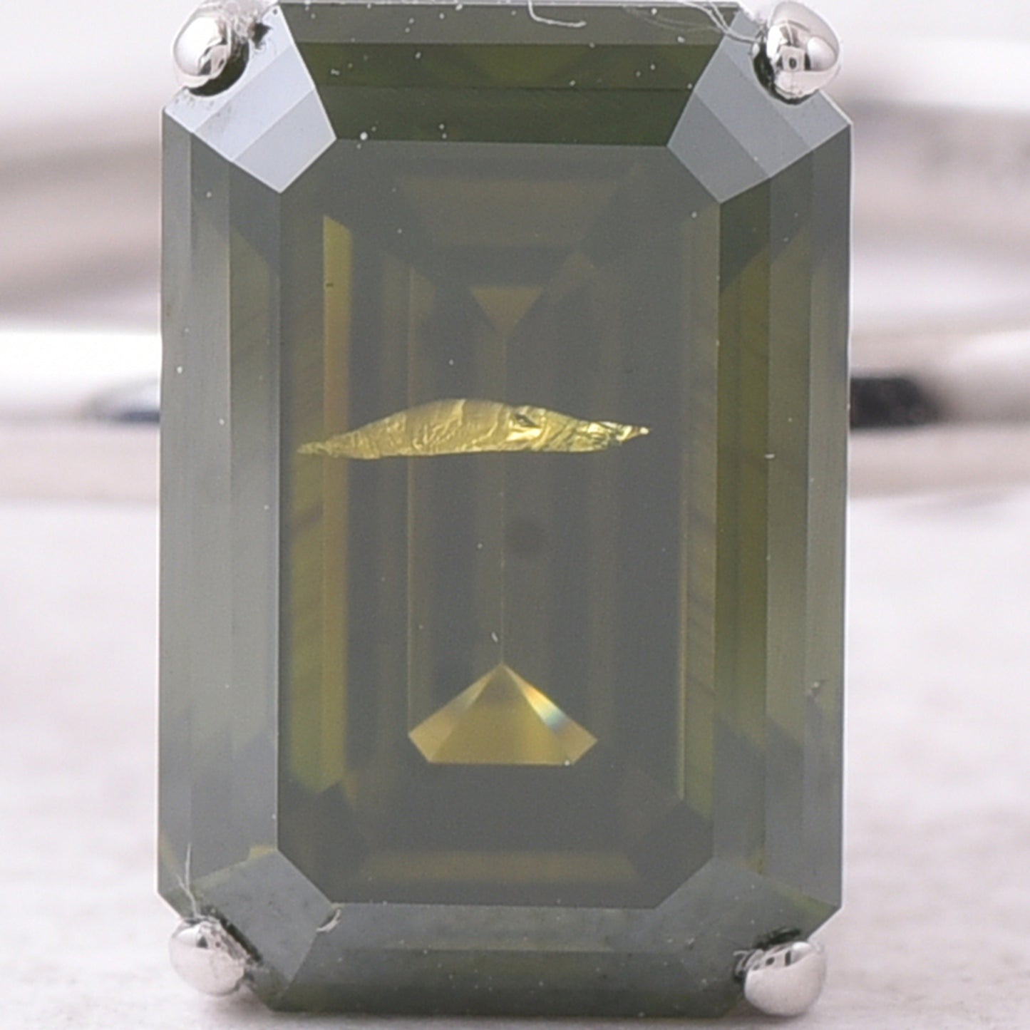 2.15 Ct Octagon Brown Diamond 950 Platinum Ring
