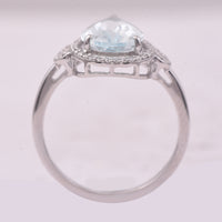 2.44 Ct Pear Mixed Cut Natural Aquamarine 950 Platinum Ring