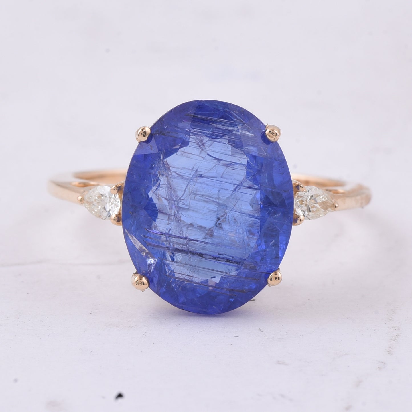 6.06 Ct Oval Natural Tanzanite 14K Gold Ring