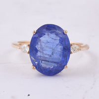 6.06 Ct Oval Natural Tanzanite 14K Gold Ring