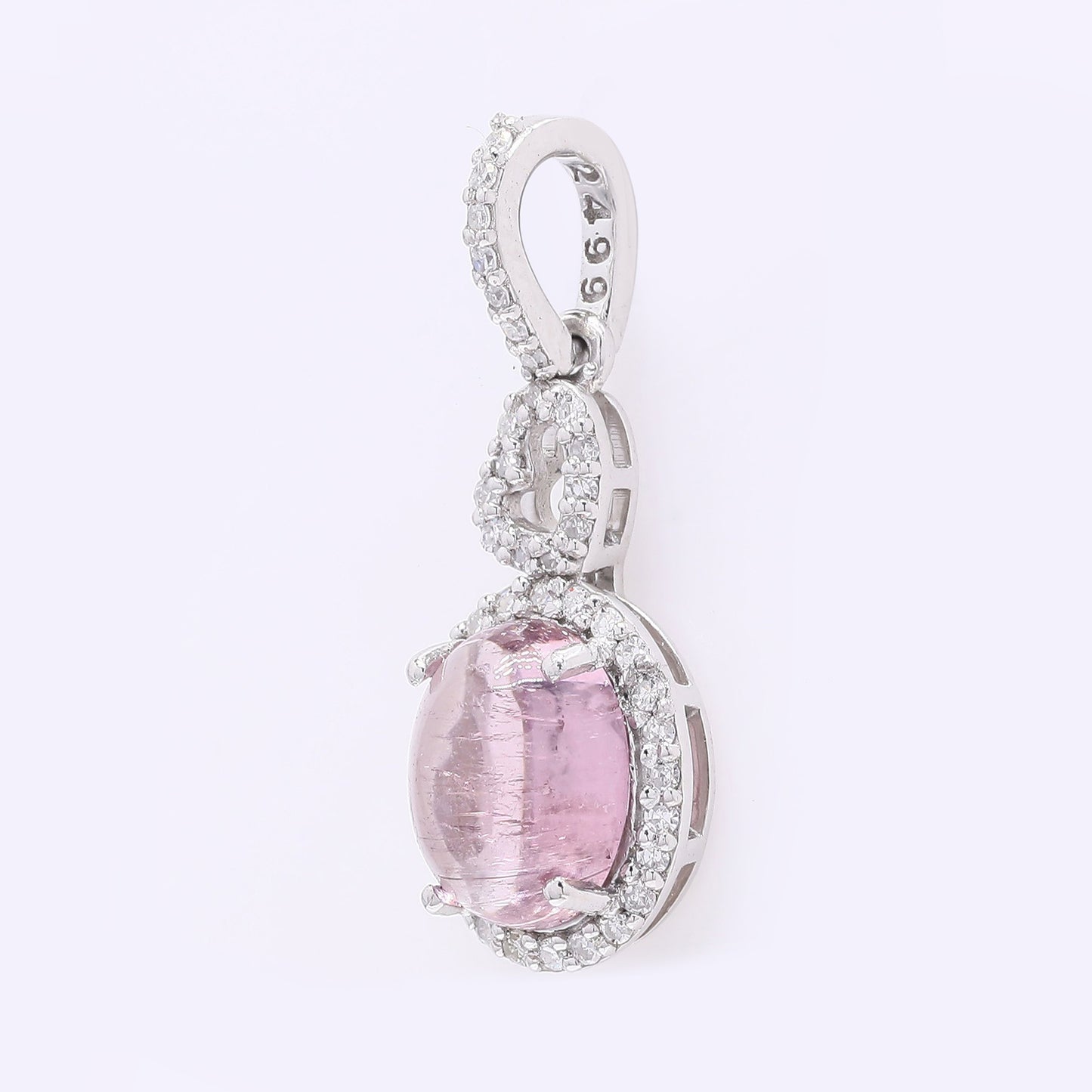 1.55 Ct Oval Cabochon Cut Natural Tourmaline 950 Platinum Pendant