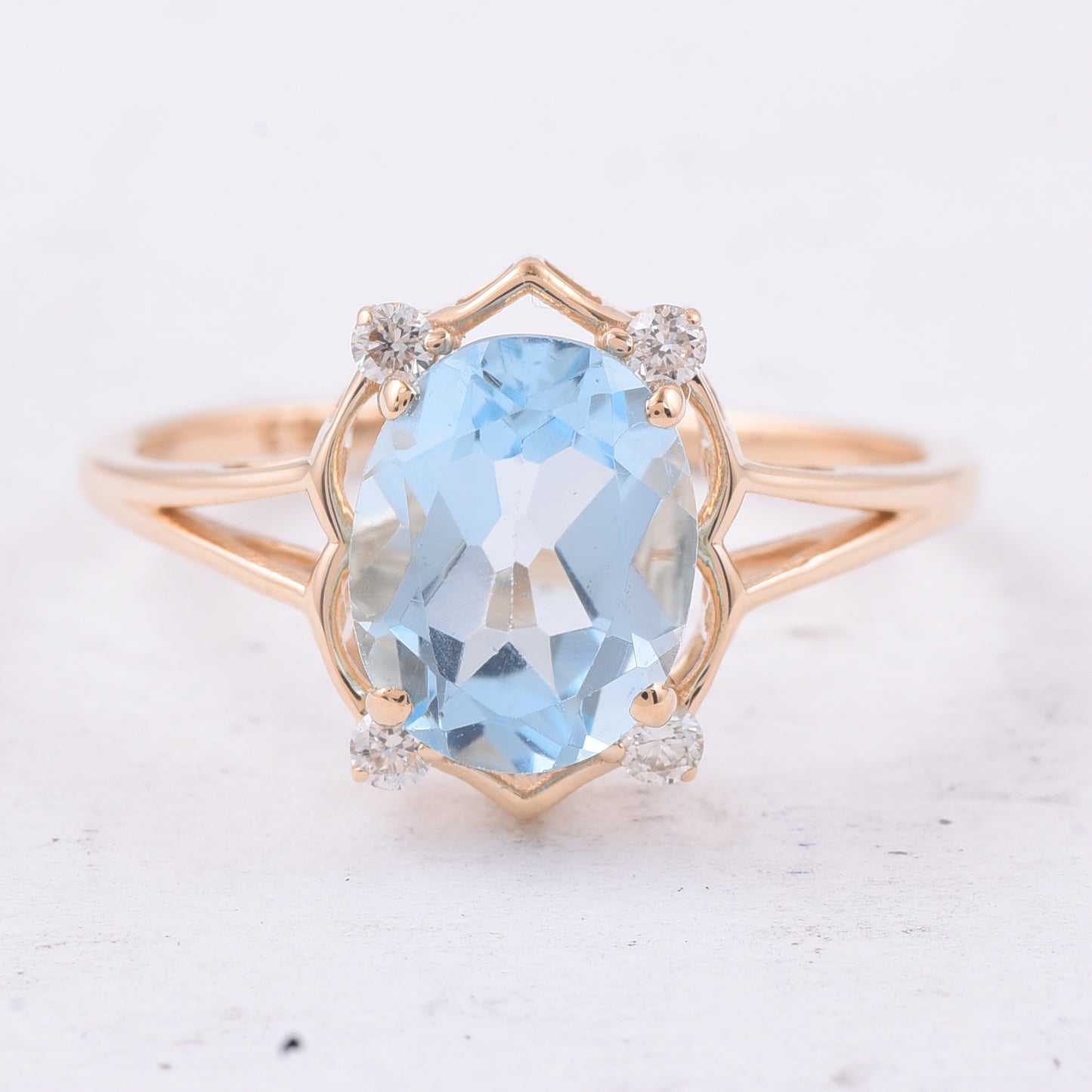 2.37 Ct Oval Natural Topaz 14K Gold Ring
