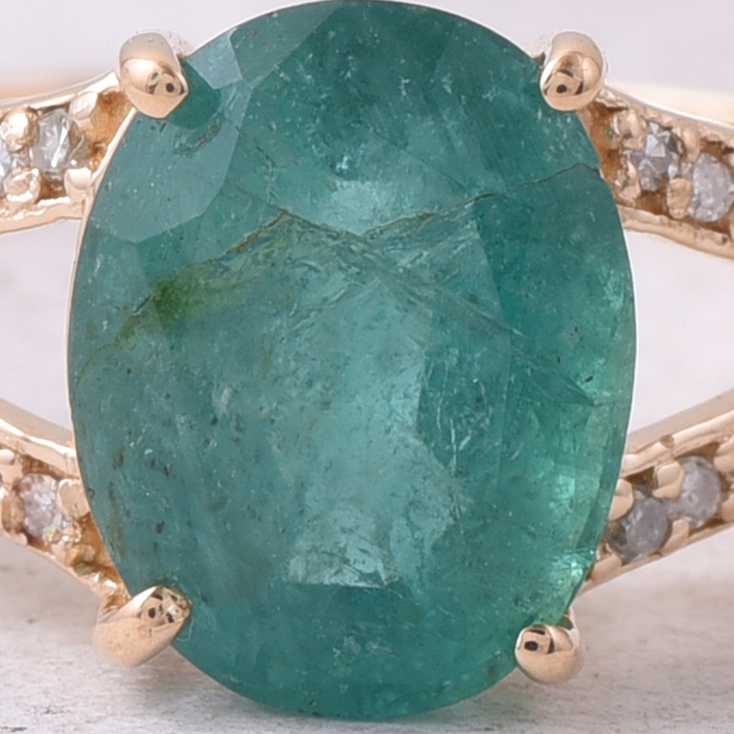 1.98 Ct Oval Mixed Cut Natural Emerald 14K Gold Ring