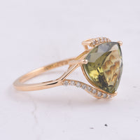 2.80 Ct Triangle Natural Green Tourmaline 14K Gold Ring