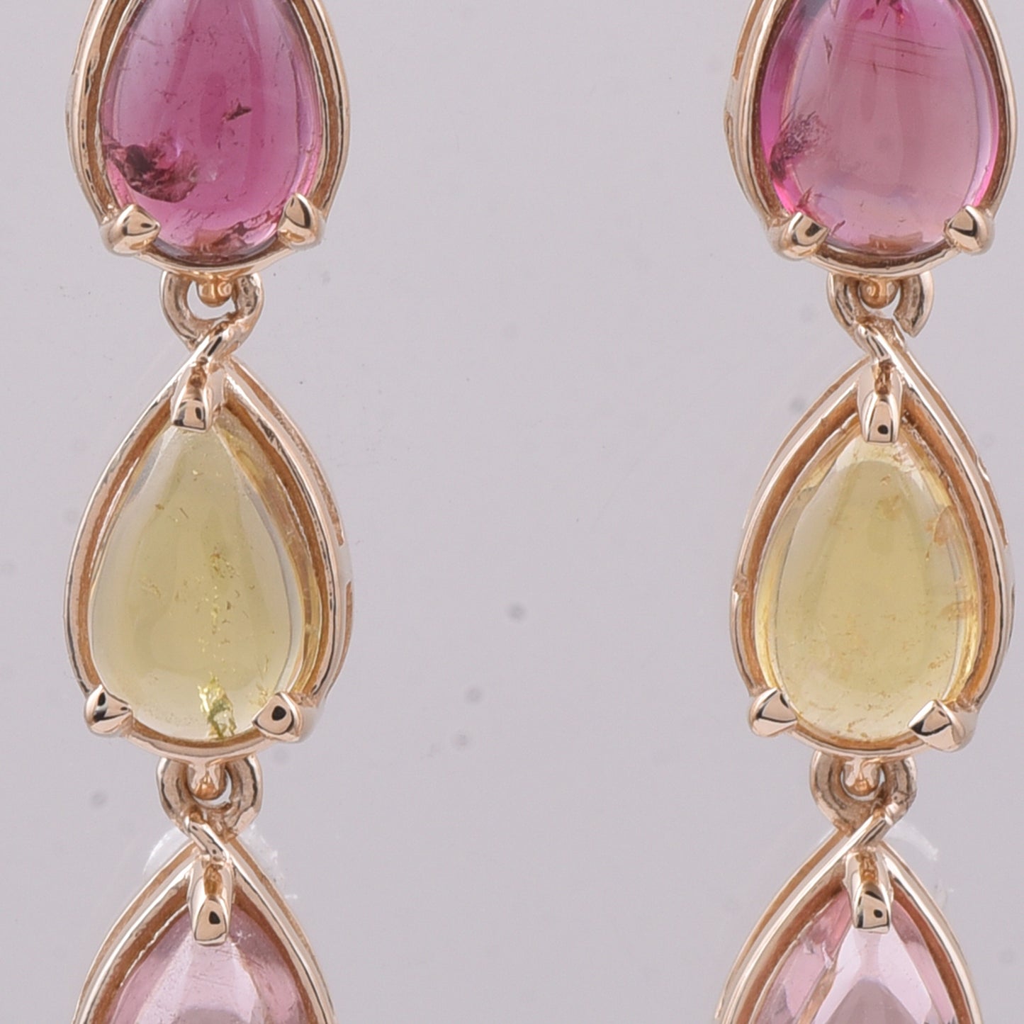 2.46 Ct Pear Cabochon Natural Tourmaline 14K Gold Earrings