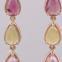 2.46 Ct Pear Cabochon Natural Tourmaline 14K Gold Earrings