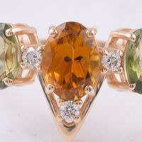 1.87 Ct Oval Natural Multi Coloured Tourmaline 14K Gold Ring
