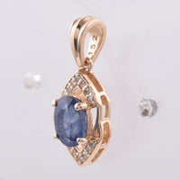 1.34 Ct Oval Natural Sapphire 14K Gold Pendant