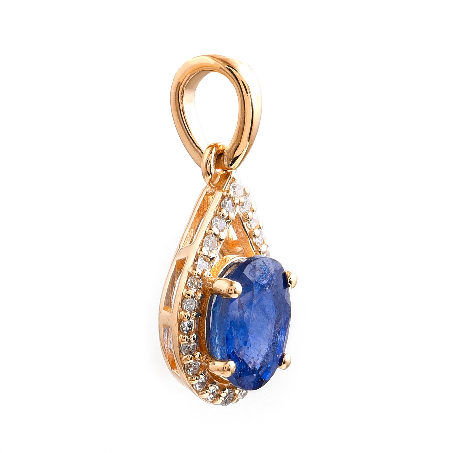 1.11 Ct Oval Mixed Cut Natural Sapphire 14K Gold Pendant