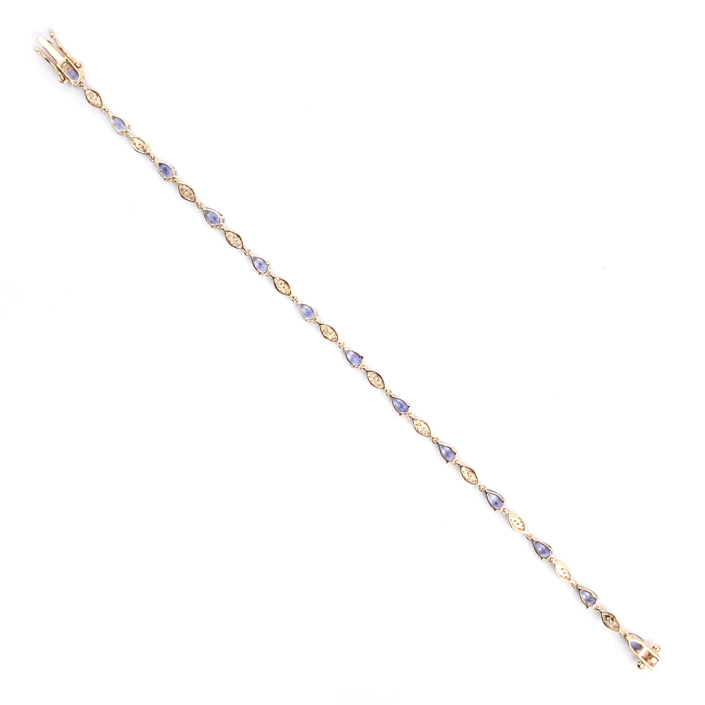 3.16 Ct Pear Tanzanite 14K Gold Bracelet