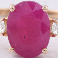 2.92 Ct Oval Natural Ruby 14K Gold Ring
