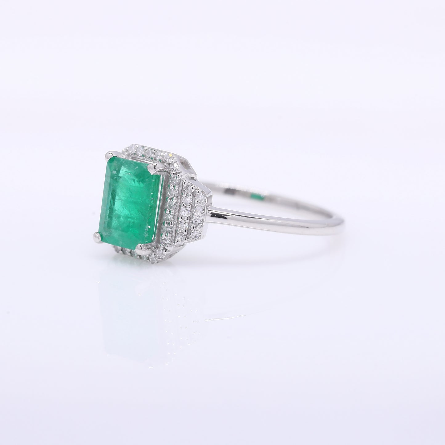 1.31 Ct Octagon Step Cut Natural Emerald 950 Platinum Ring