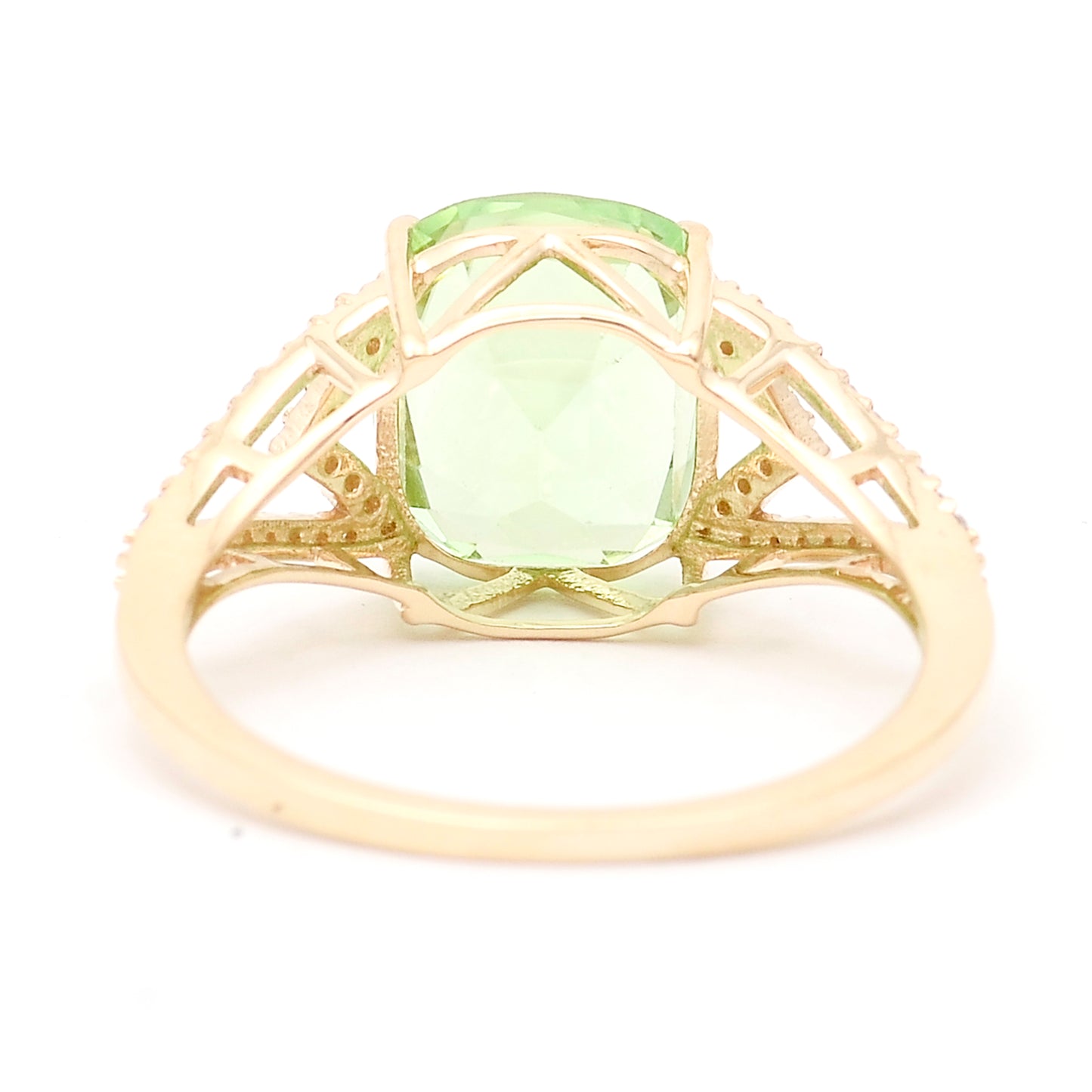 4.10 Ct Cushion Natural Eridot 14K Gold Ring