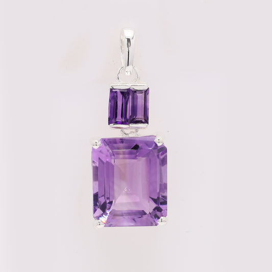 5.66 Ct Octagon Amethyst 925 Silver Pendant