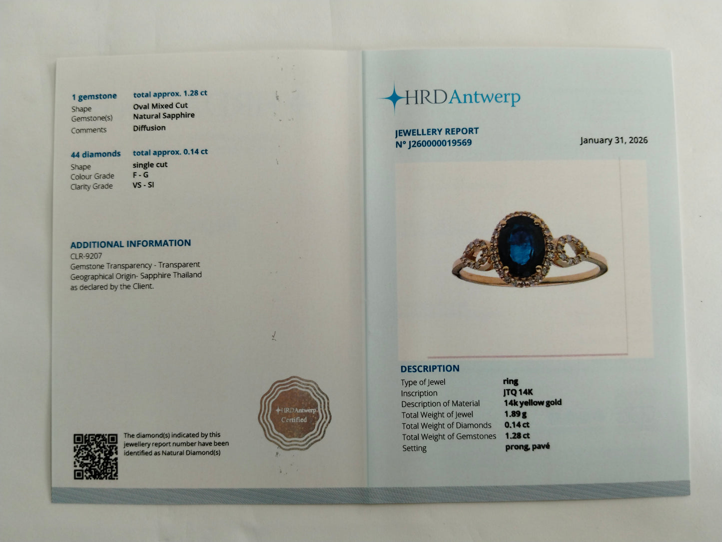 1.42 Ct Oval Mixed Cut Natural Sapphire 14K Gold Ring