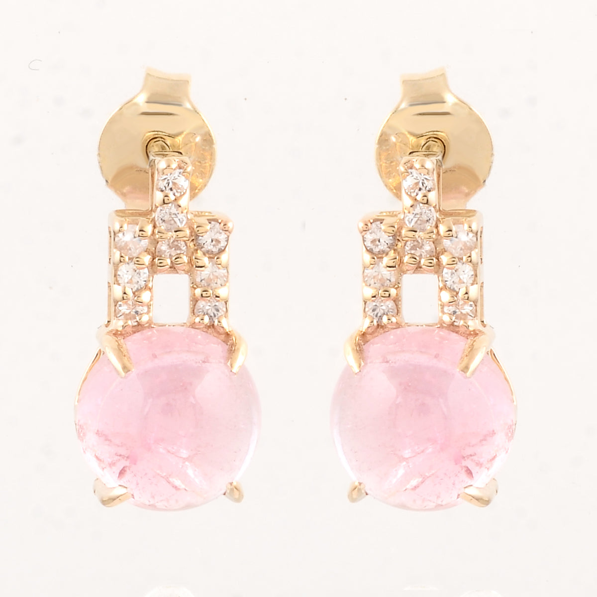 3.32 Ct Round Tourmaline 14K Gold Earrings